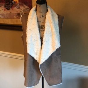 Faux suede, faux fur vest